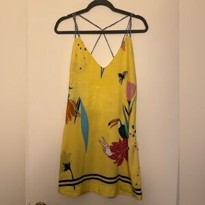 FARM RIO Brazil Yellow Tropical Print Dress